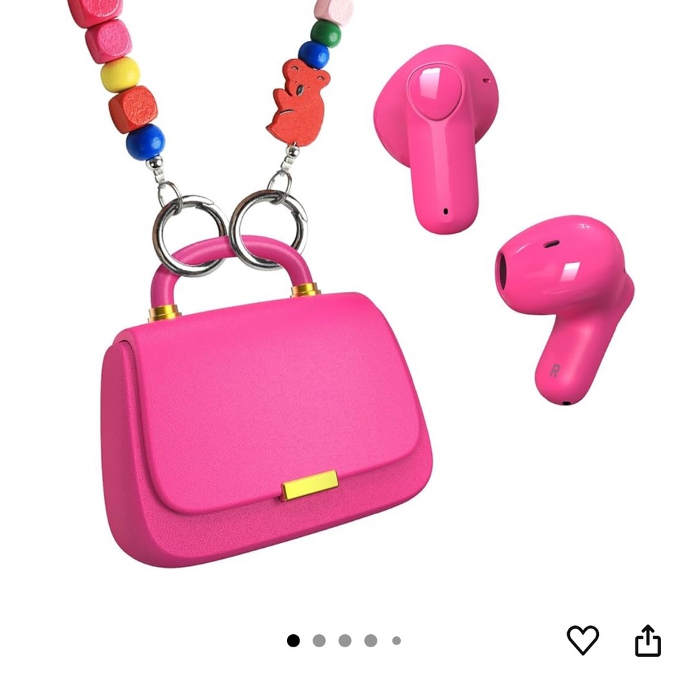 Artistic Mini Handbag with Beaded Strap and Earbuds